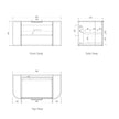 Bondi 900mm Woodland Oak Fluted Curve Vanity technical drawing