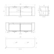 Bondi 1500mm Woodland Oak Fluted Curve Vanity technical drawing