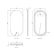 LED Noosa 900(H)x450(W) Frameless Tuffi Mirror technical drawing