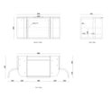 Otti Hampshire 900mm Satin White Wall Hung Curve Vanity technical drawing