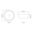 Bronte Round 390x390x130 Matte White Basin technical drawing