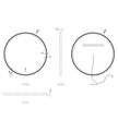 LED Bondi 800mm Black Metal Frame Tuffi Mirror technical drawing
