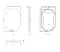 Otti LED Noosa 1200(W)x750(H) Frameless Tuffi Mirror, Install Horizontal or Vertical technical drawing