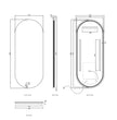 LED Noosa 1800(W)x750(H) Frameless Tuffi Mirror - Install Horizontal or Vertical technical drawing