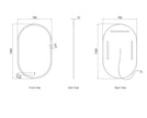 Otti LED Noosa 1200(W)x750(H) Gold Metal Frame Tuffi Mirror- Install Horizontal or Vertical technical drawing