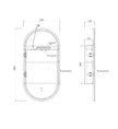 LED Noosa 900(H)x450(W) Black Oak Shaving Cabinet - Premium Edition technical drawing