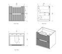 Byron Fluted 600mm Woodland Oak Wall Hung Vanity technical drawing