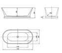 Otti Hampton 1700x800x560 Gloss White Bathtub OF technical drawing