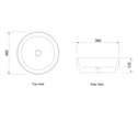 Chloe 360x360x125 Matte White Basin technical drawing