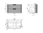 Otti Havana Fluted 900mm Woodland Oak Wall Hung Curve Vanity technical drawing