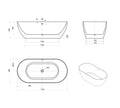 Attica Manolo 1700 Matte White Bath with Overflow technical drawing