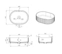 Otti Havana Oval Fluted Solid Surface 480x345x140 Matte White Basin NF technical drawing