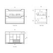 Otti Byron 750mm Black Oak Wall Hung Vanity technical drawing