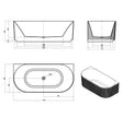 Attica Havana 1700 Gloss White BTW Multi-fit Fluted Bath with Overflow technical drawing