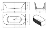 Otti Attica Havana Right Corner 1700 Matte White Fluted Bath with Overflow technical drawing