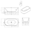 Otti Attica Celine Right Corner 1500 Matte White Bath with Overflow technical drawing