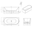 Attica Celine Left Corner 1700 Gloss White Bath with Overflow technical drawing