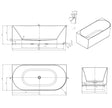 Attica Celine Left Corner 1700 Matte White Bath with Overflow technical drawing