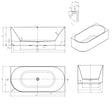 Otti Attica Celine Right Corner 1700 Matte White Bath with Overflow technical drawing