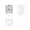 Havana Fluted 600mm Woodland Oak Floorstanding Curve Vanity technical drawing