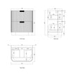 Havana Fluted 750mm Sable Walnut Floorstanding Curve Vanity technical drawing