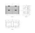 Havana Fluted 1200mm Woodland Oak Floorstanding Curve Vanity technical drawing