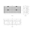 Havana Fluted 1800mm Woodland Oak Floorstanding Curve Vanity technical drawing