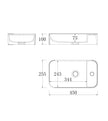 Maxi Space Saver Matte White Curved Floor Standing Vanity technical drawing
