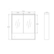 Byron 750x800 Natural Oak Shaving Cabinet technical drawing
