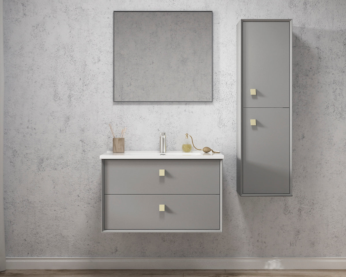 Boston Matte Grey Wall Hung Tallboy