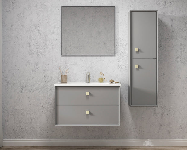 Otti Boston Matte Grey Wall Hung Tallboy