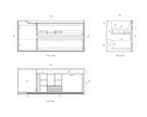 Byron 1200mm Natural Oak Wall Hung Vanity technical drawing