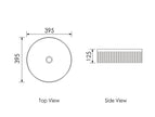 Oxford Round 395x395x120 Matte Black Basin technical drawing