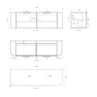 Bondi 1500mm Natural Oak Wall Hung Curve Vanity technical drawing