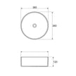 Radius Round 360x360x115 Carrara Basin technical drawing