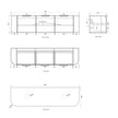 Bondi 1800mm Satin White Fluted Wall Hung Curve Vanity technical drawing