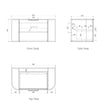 Otti Bondi 900mm Black Oak Wall Hung Curve Vanity technical drawing