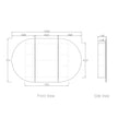 Bondi 1200x750 Natural Oak Shaving Cabinet technical drawing