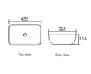 Artis O'96 455x325x135 Matte Black & Gloss White Oval Basin Ultra Slim technical drawing