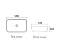 Artis Square 500x395x140 Gloss White Basin technical drawing