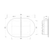 Bondi 900x600 Natural Oak Shaving Cabinet technical drawing