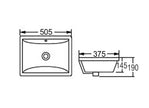 Undermount Square 505x375x190 Basin technical drawing