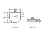 Archie 415x365x100 Gloss White Fluted Basin technical drawing