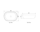 Bronte Oval 500x350x130 Matte White Basin technical drawing