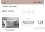 Attica Kensington 1700 Matte White Bath specification sheet