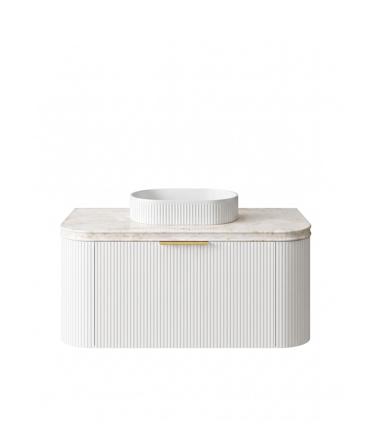 Otti Bondi 1200mm Satin White Fluted Wall Hung Curve Vanity