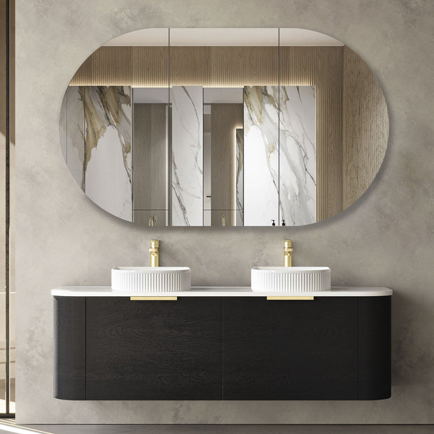 Bondi 1500mm Black Oak Wall Hung Curve Vanity