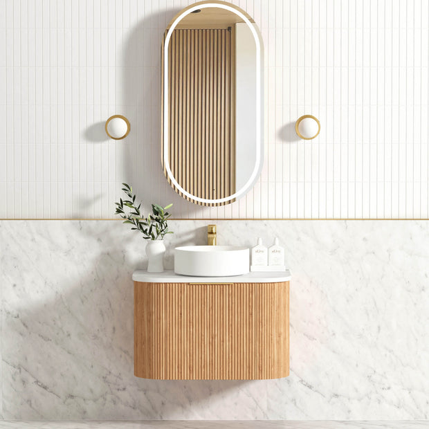 Bondi 750mm Woodland Oak Fluted Curve Vanity (12TH & NTH Only)