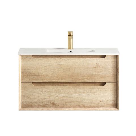 Otti Byron 900mm Natural Oak Wall Hung Vanity