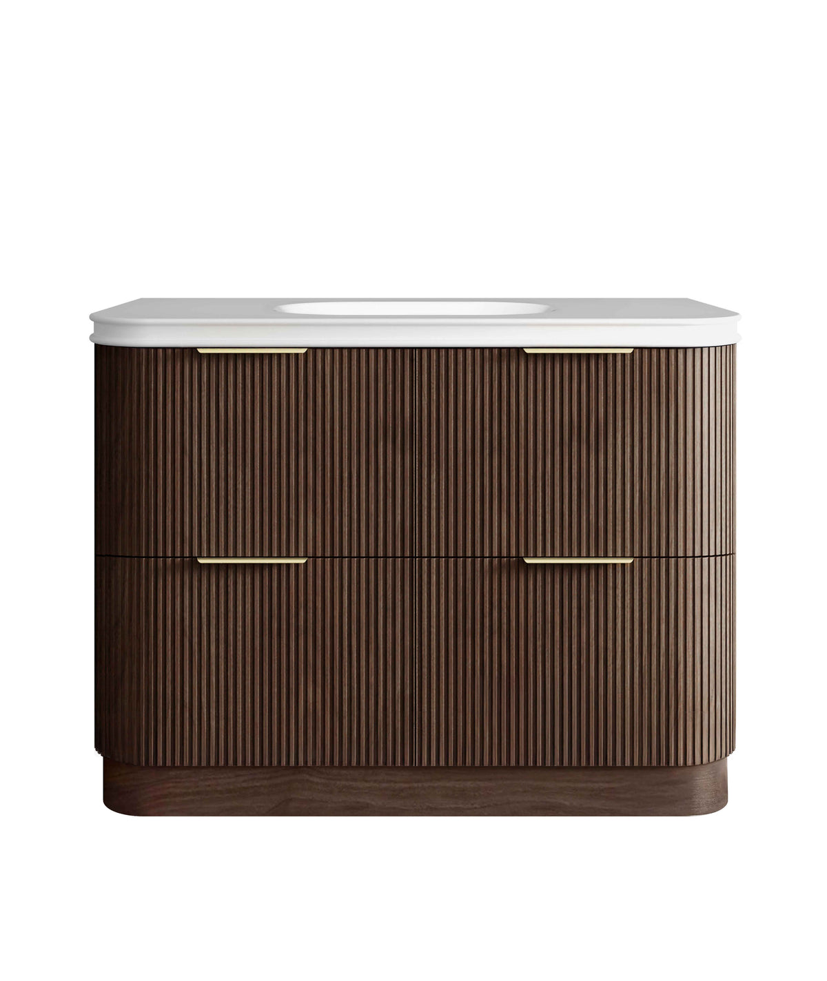 Otti Havana Fluted 1200mm Sable Walnut Floorstanding Curve Vanity